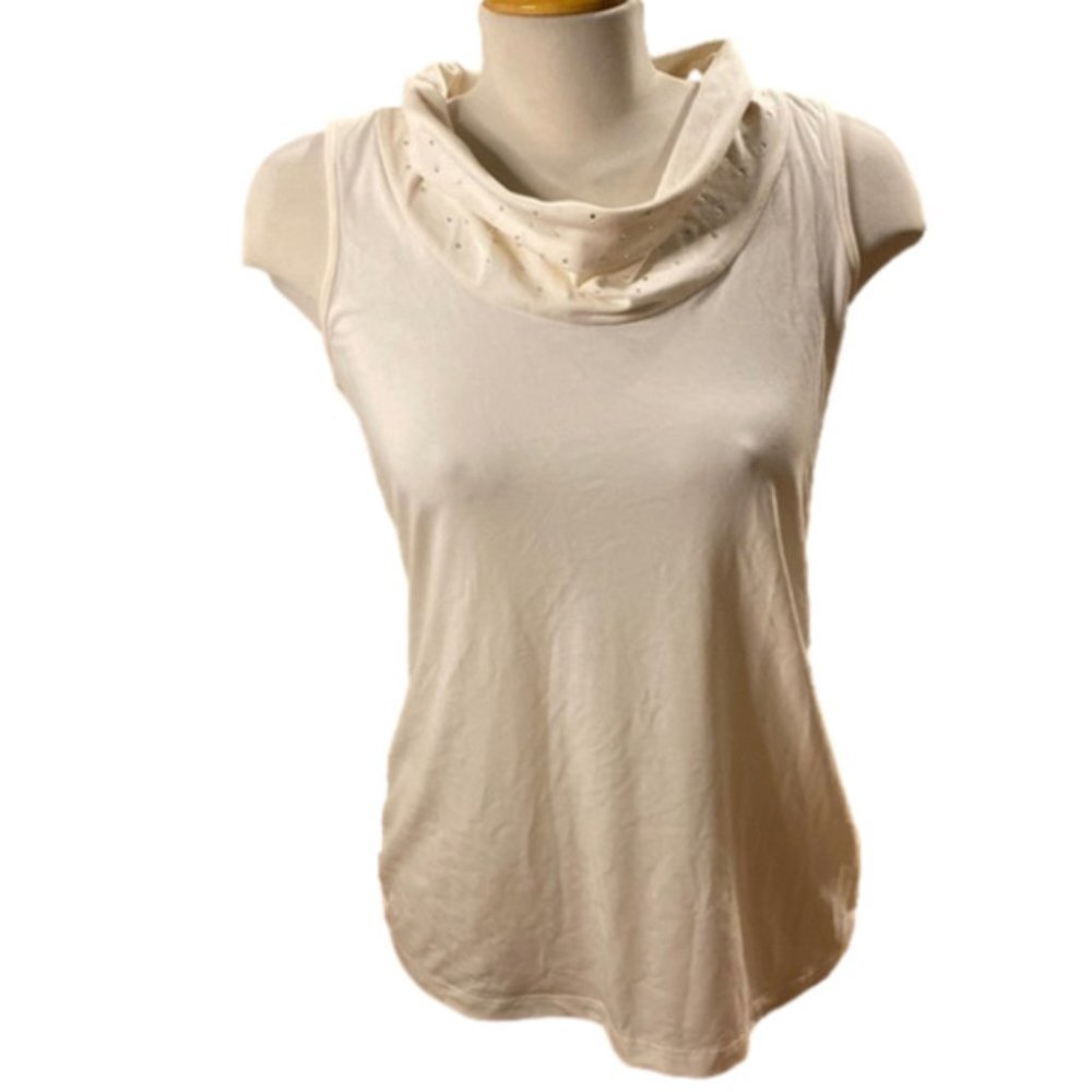 NORTHERN Reflections Women’s White/Cream Cowl Neck Tank Top (Size Small)